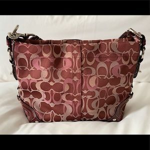 Coach Carly Optic Signature Maroon Bag F13980